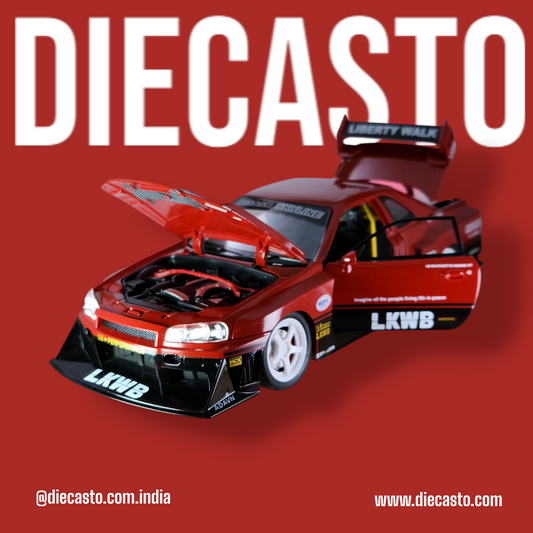 Model Car Diecast - Nissan Skyline LBWK-Liberty Walk (ER34) Super Silhouette - Red - 1:24